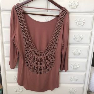 Buckle BKE red 3/4 sleeve top mauve pink backless